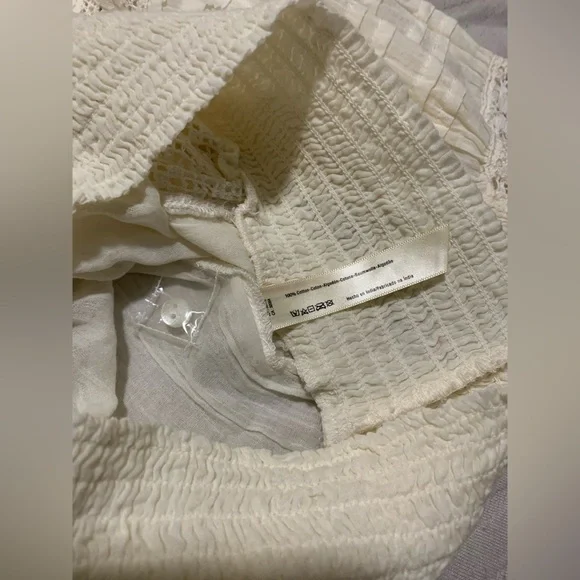 NWOT Free People Victorian Crochet Lace Ruffle 3/4 Sleeve Blouse Cottagecore - Picture 13 of 15